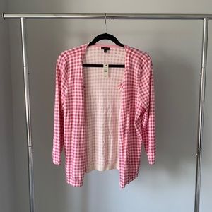 Talbots NWT Pink Gingham Cardigan